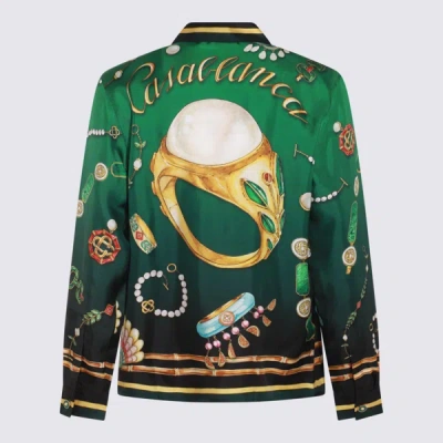 Casablanca La Boite A Bijoux Printed Silk Shirt In Green