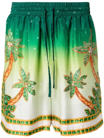 Shop Casablanca Printed Silk Shorts In Multicolour