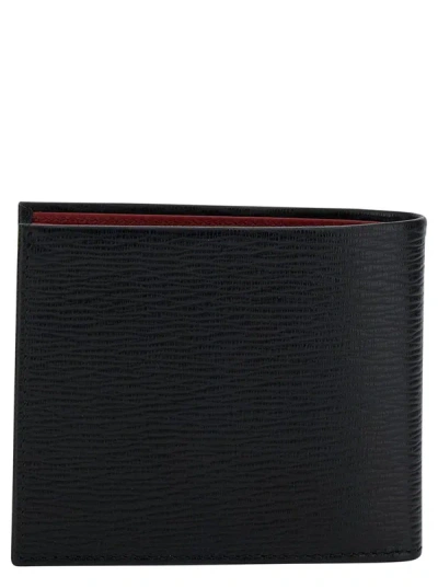 Shop Ferragamo Revival Gancini Black Wallet In Textured Leather Man