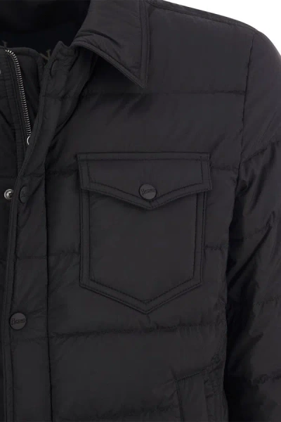 Shop Herno Denim Jacket - Shirt Down Jacket In Black