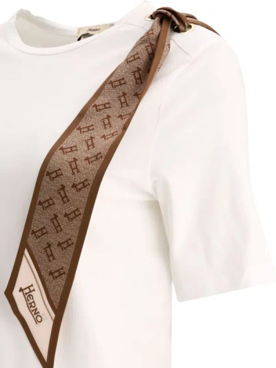 Shop Herno T-shirt With Silk Scarf In White