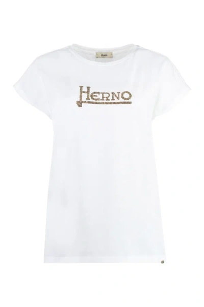 Shop Herno Logo Cotton T-shirt In White