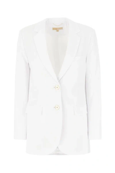 Michael Kors Triacetate Blend Blazer With Flap Pockets In White