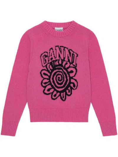 Shop Ganni Jerseys & Knitwear In Fuchsia