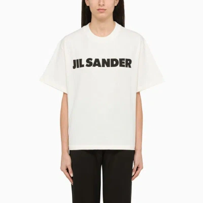 Shop Jil Sander Porcelain Crew-neck T-shirt With Logo In White