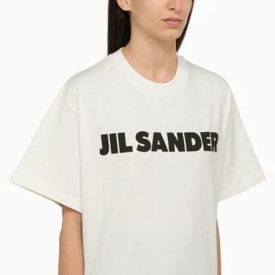 Shop Jil Sander Porcelain Crew-neck T-shirt With Logo In White