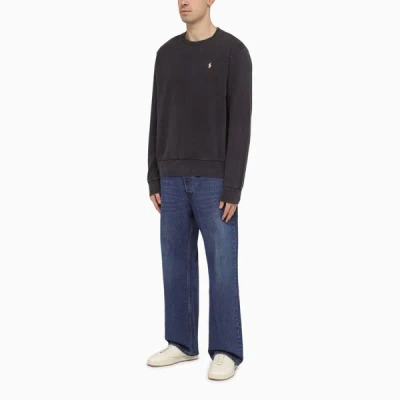 Shop Polo Ralph Lauren Washed-effect Crew-neck Sweatshirt In Black