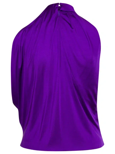 Shop Versace Purple Halterneck Top With Diagonal Cut-out In Viscose Woman In Violet