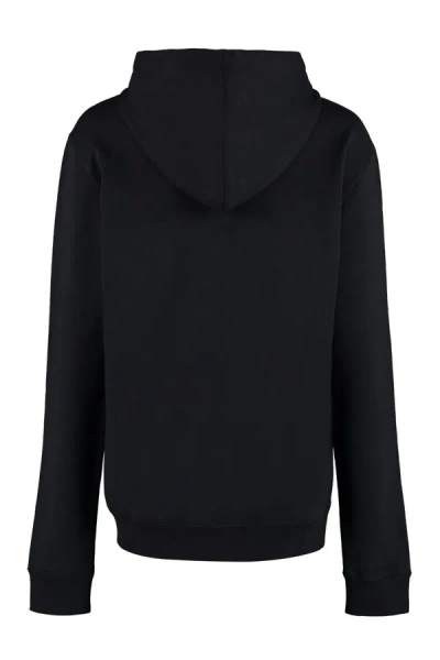 Saint Laurent Logo Hoodie Sweatshirt In Black