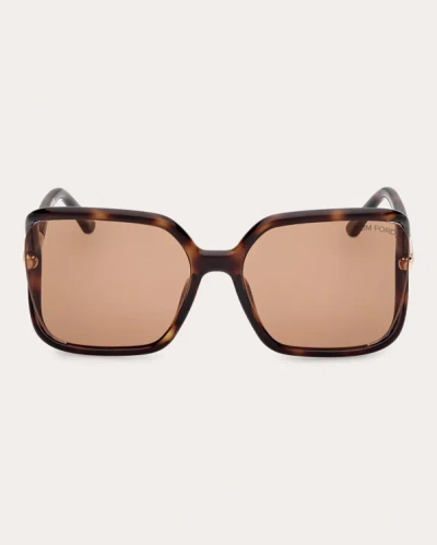 Shop Tom Ford Women's Solange 2 Butterfly Sunglasses In Brown