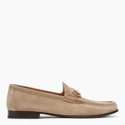 Shop Brunello Cucinelli Hazelnut Suede Loafer With Horsebit In Brown