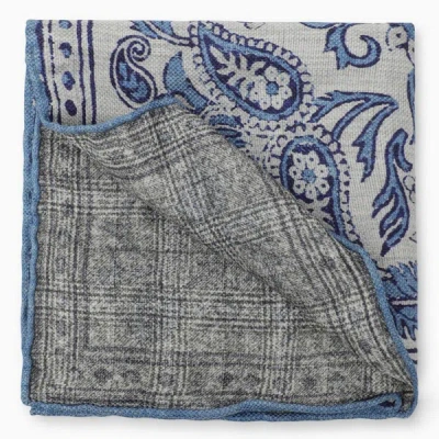 Shop Brunello Cucinelli Scarf With White/blue Navy Pattern In And In Multicolor