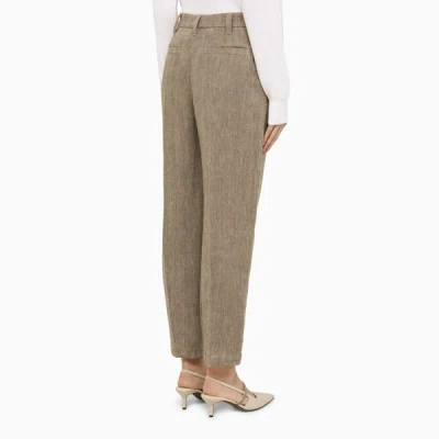 Shop Brunello Cucinelli Tobacco-coloured Trousers In Grey