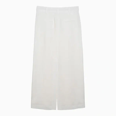Shop Brunello Cucinelli White Linen-blend Skirt In Beige