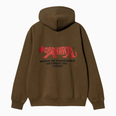 Shop Carhartt Wip Hooded Rocky Script Sweatshirt In Brown