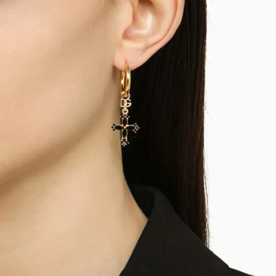Shop Dolce & Gabbana Dolce&gabbana Drop Earrings With Crosses In Metal