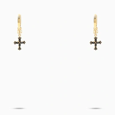 Shop Dolce & Gabbana Dolce&gabbana Drop Earrings With Crosses In Metal