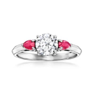 Ross-simons Lab-grown Diamond Ring With . Rubies In 14kt White Gold In Red