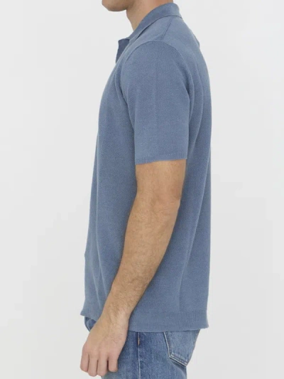 Shop Roberto Collina Linen Polo Shirt In Blue