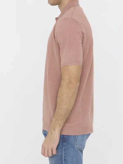 Shop Roberto Collina Linen Polo Shirt In Pink