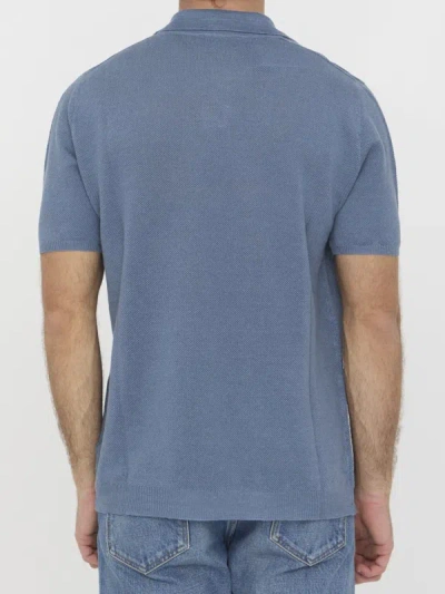 Shop Roberto Collina Linen Polo Shirt In Blue