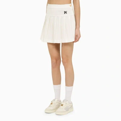Shop Palm Angels Pleated Mini Skirt In White