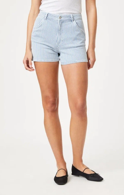 Shop Mavi Kylie Shorts In Stripe Denim In Light Blue