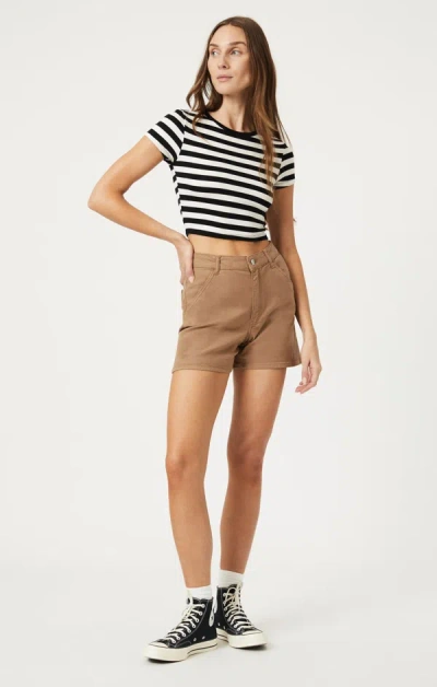 Shop Mavi Kylie Shorts In Tiger's Eye Luxe Twill In Brown
