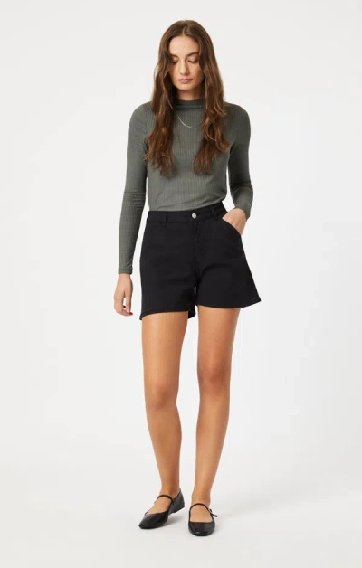 Shop Mavi Kylie Shorts In Black Luxe Twill