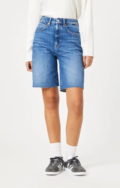 Mavi Selina Shorts In Mid Brushed Recycled Blue In Medium Blue