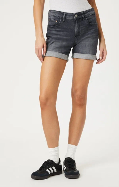 Shop Mavi Pixie Shorts In Mid Smoke Brushed Flex Blue In Dark Grey