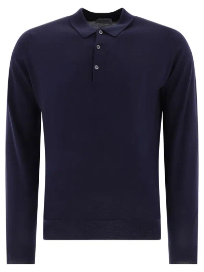 Shop John Smedley "belper" Merino Wool Polo Shirt In Blue