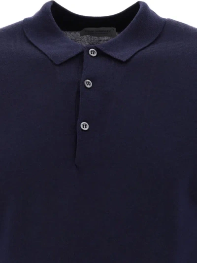 Shop John Smedley "belper" Merino Wool Polo Shirt In Blue