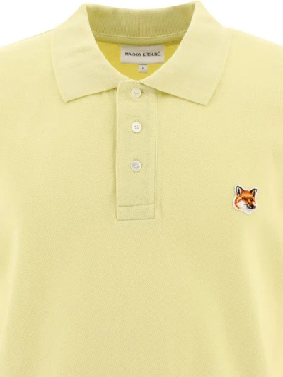 Shop Maison Kitsuné "fox Head" Polo Shirt In Yellow