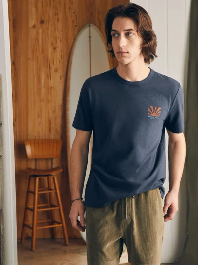 Shop Faherty Sunwashed Graphic T-shirt In Dune Navy
