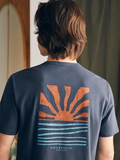 Shop Faherty Sunwashed Graphic T-shirt In Dune Navy