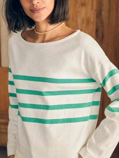 Shop Faherty Sport Jersey Long-sleeve T-shirt In Green Cape May Stripe