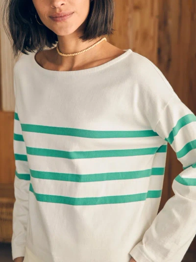 Faherty Sport Jersey Long-sleeve T-shirt In Green Cape May Stripe