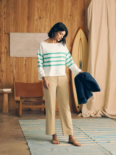 Faherty Sport Jersey Long-sleeve T-shirt In Green Cape May Stripe