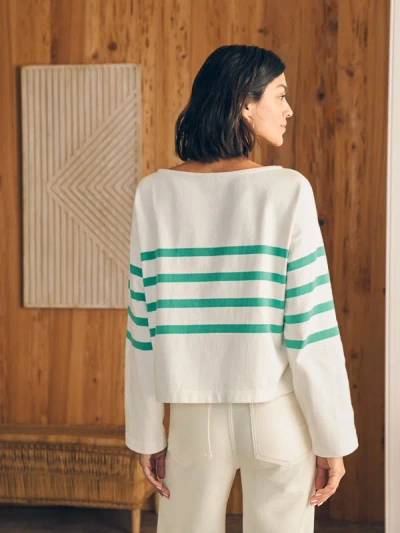 Faherty Sport Jersey Long-sleeve T-shirt In Green Cape May Stripe