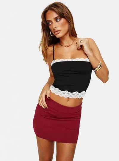 Shop Princess Polly Karley Low Waist Mini Skirt In Burgundy