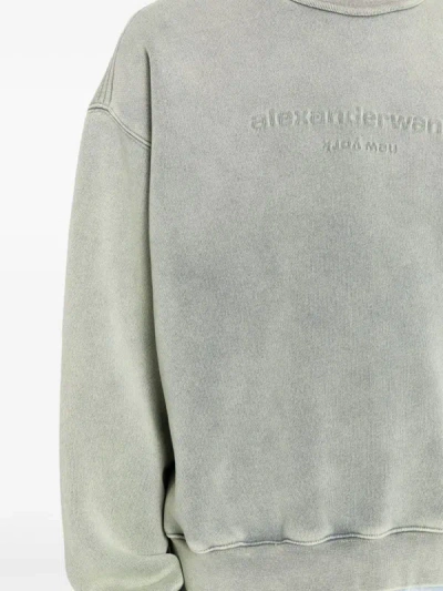 Shop Alexander Wang Women Embossed Logo Bi-color Acid Sweatshirt In 335a Acid Smoke Green