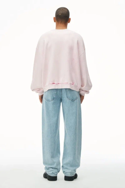 Shop Alexander Wang Women We Love Our Customers Sweatshirt W/ Bleach Wash In 683a Lt Pink Bleach Out