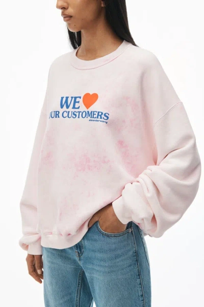 Shop Alexander Wang Women We Love Our Customers Sweatshirt W/ Bleach Wash In 683a Lt Pink Bleach Out