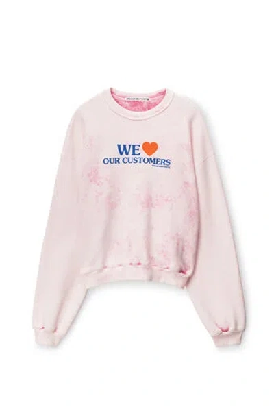 Shop Alexander Wang Women We Love Our Customers Sweatshirt W/ Bleach Wash In 683a Lt Pink Bleach Out