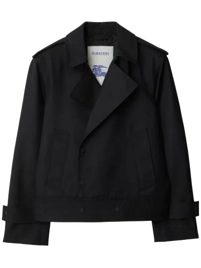 Shop Burberry Men Silk Blend Trench Jacket In Black