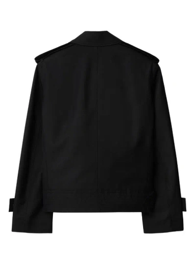 Shop Burberry Men Silk Blend Trench Jacket In Black