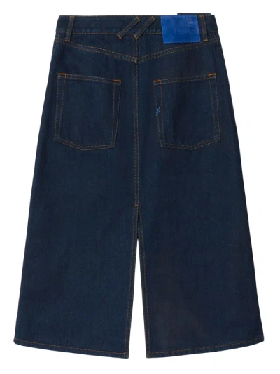 Shop Burberry Women Mid-length Denim Skirt In Indigo Blue