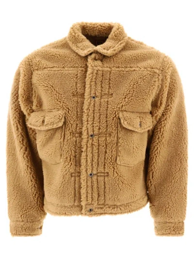 Shop Human Made "boa" Fleece Jacket In Beige