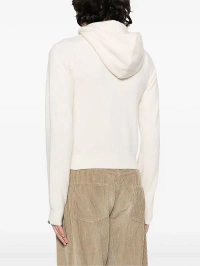 Shop Extreme Cashmere Hood Zip Up Cardigan In Cream